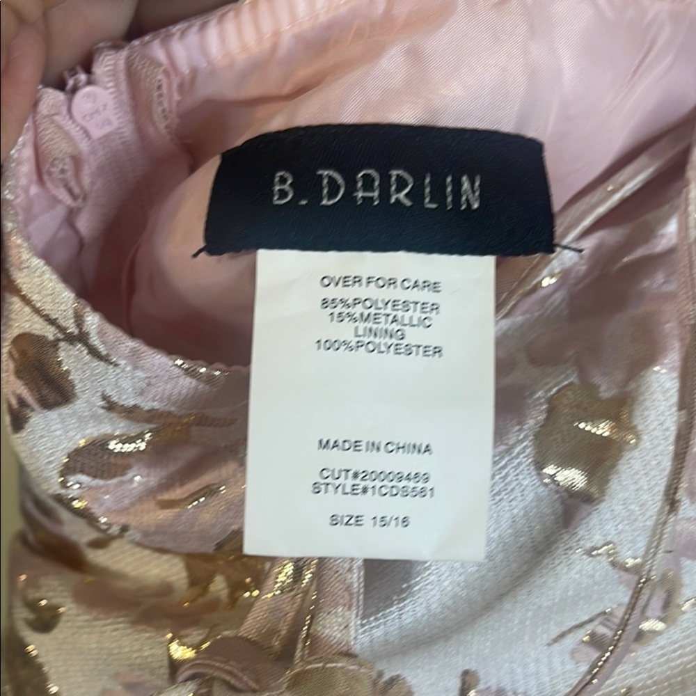 B Darlin Pink and White Sweetheart A-Line Prom Dress - Picture 7 of 7
